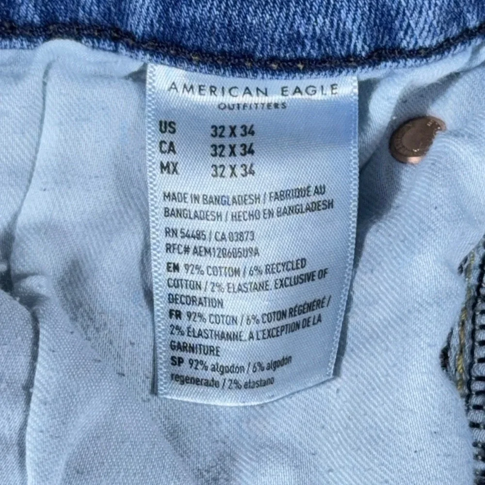 American Eagle Airflex+ Mens Jeans 32x34 Medium Wash Denim Stretch Straight Leg